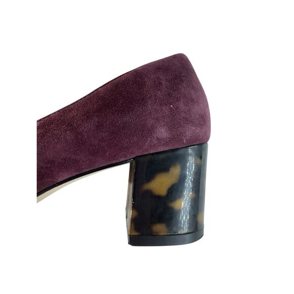 Talbots ISA Heels Block TORTOISE PATTERN Suede 7M Office Work Purple Leather - Picture 2 of 10